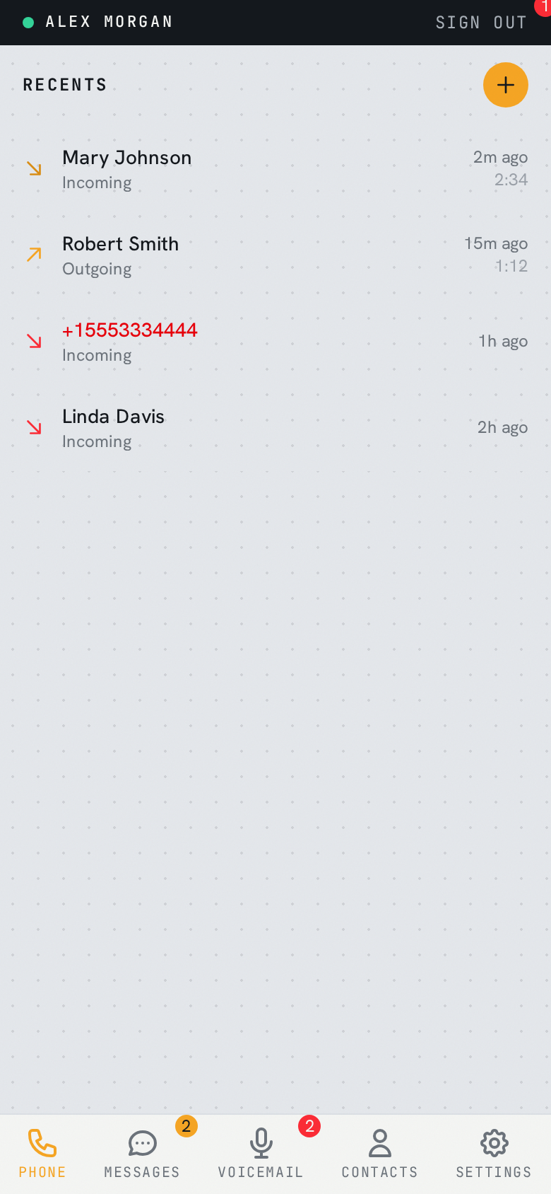 Sellphone amber theme